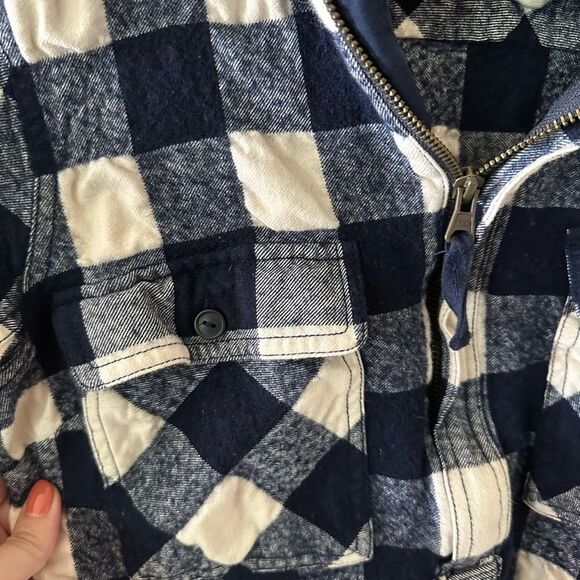 J Crew Navy Plaid Quarter Zip Jacket Pullover Size S - Picture 2 of 5